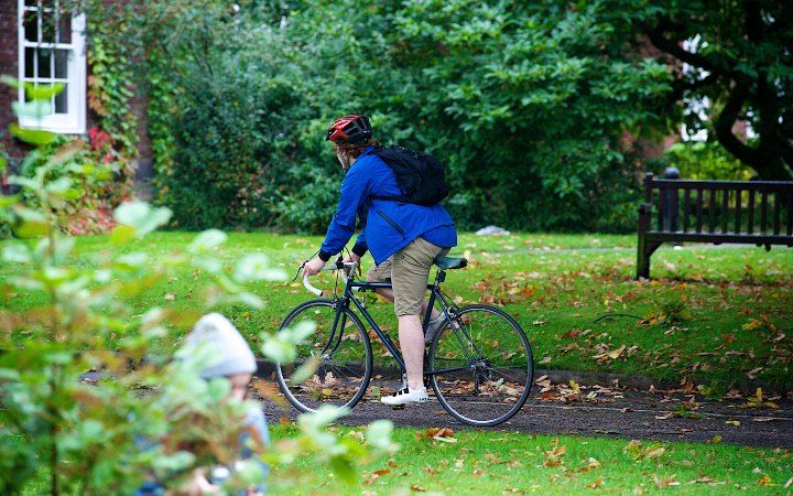 Student riding a bike