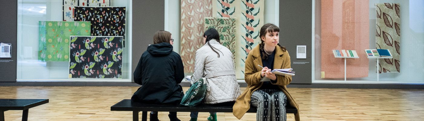 Students in an art gallery.