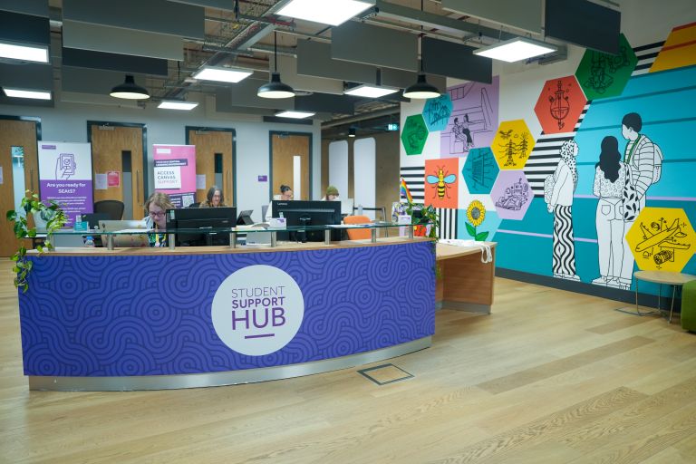 The Student Support Hub in the Nancy Rothwell building.