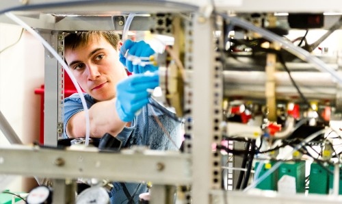 Student working in a lab